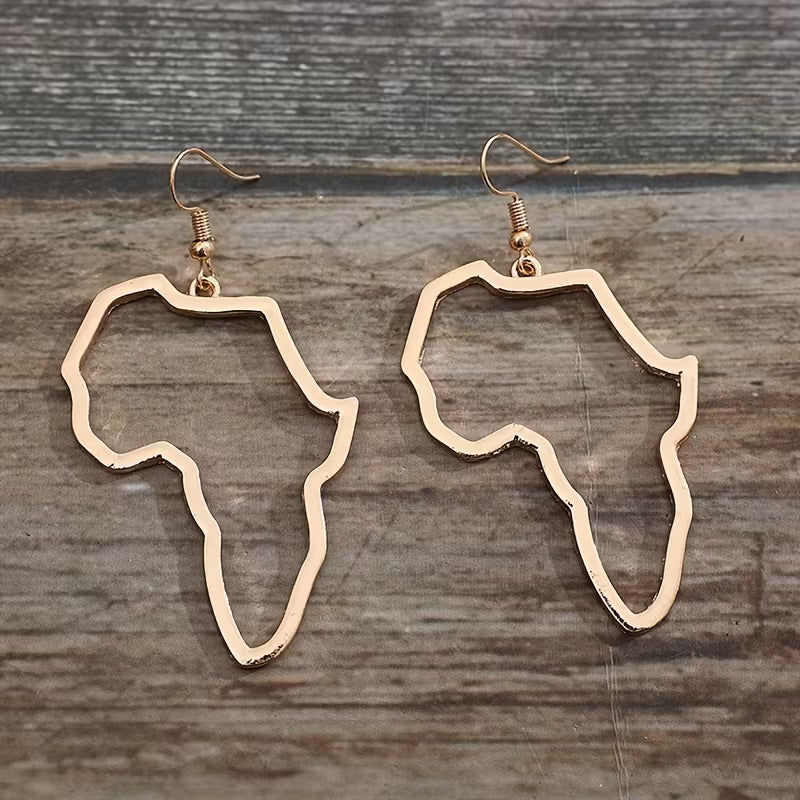 Women's African Map Drop Earrings Vintage Zinc Alloy Jewelry