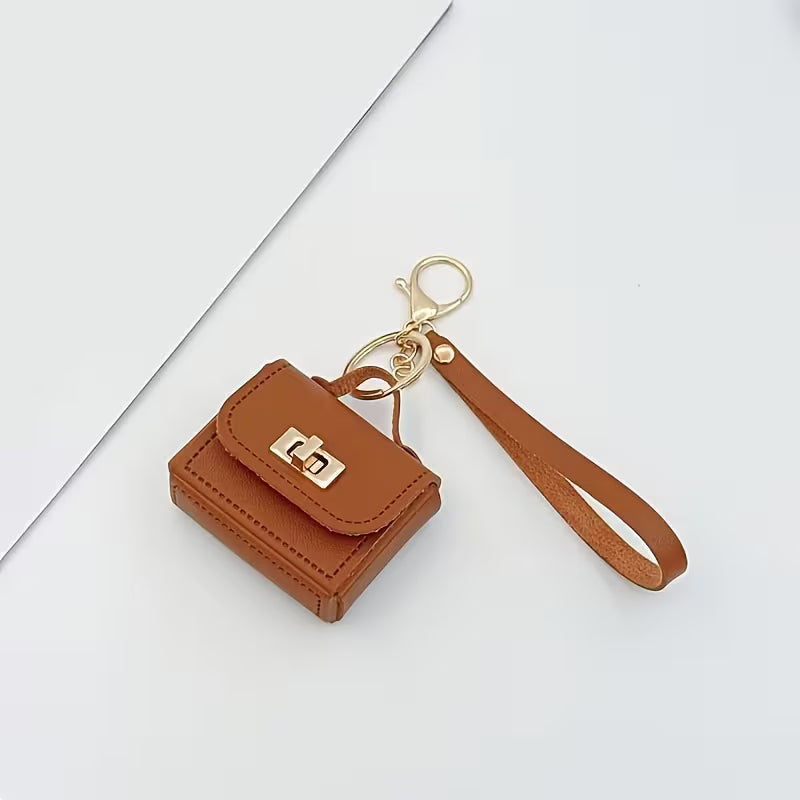 Women's PU Leather Mini Bag Keychain Stylish Coin Purse Accessory