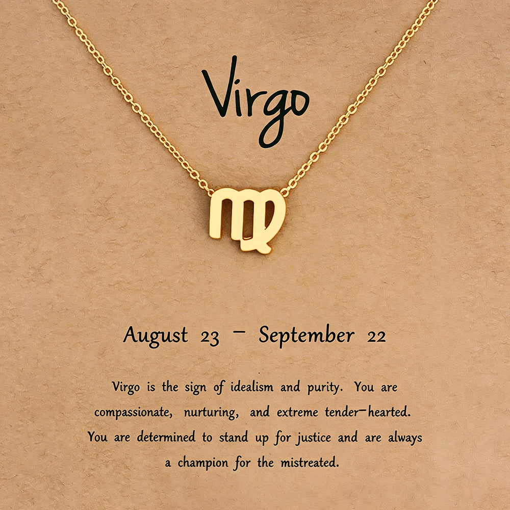 Women's Zodiac Constellation Pendant Necklace Elegant Stainless Steel Jewelry