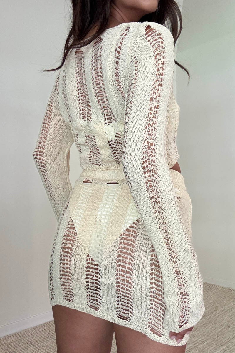 Women's Ladder Knit Top and Micro Mini Skirt Set S5309SET_2