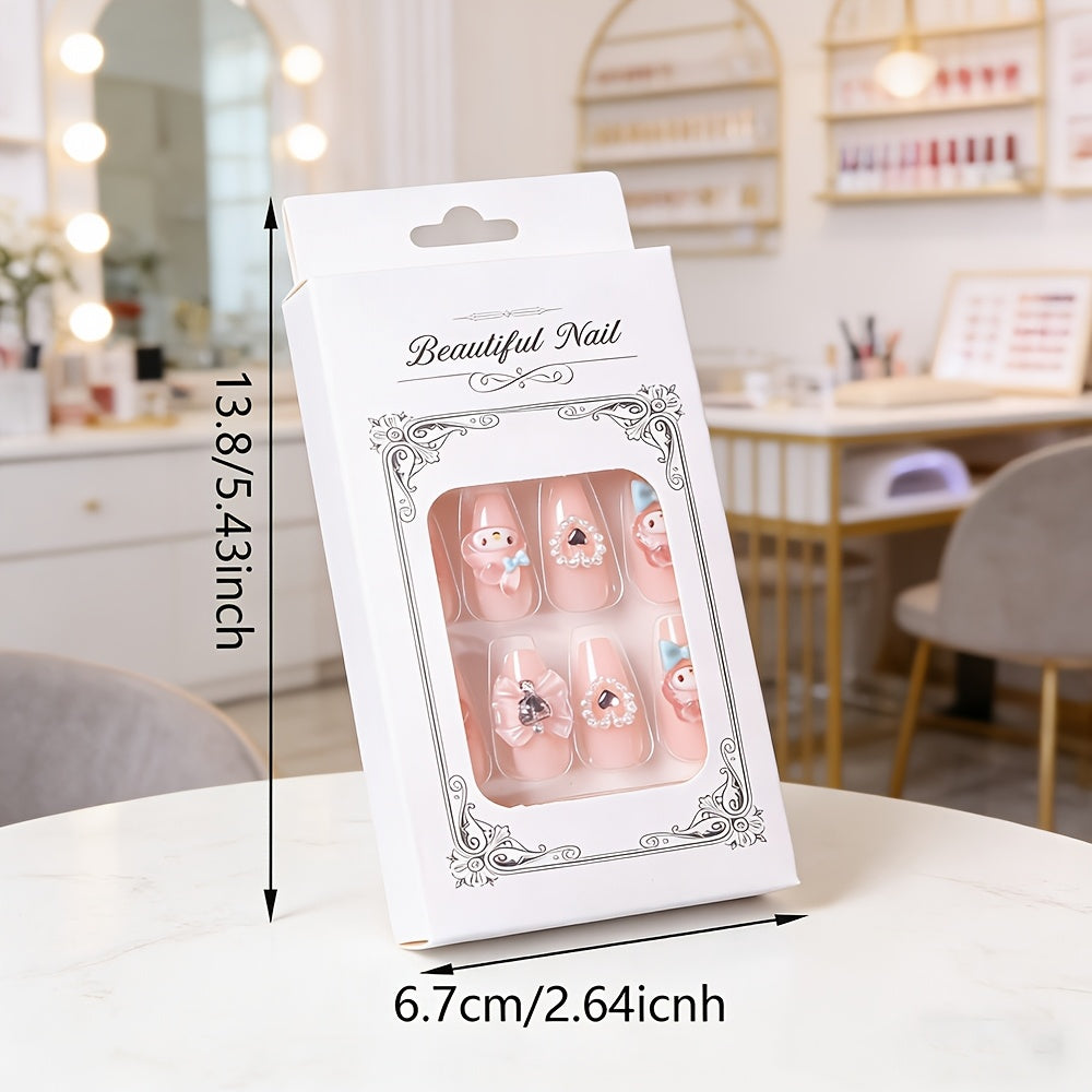Cute Pink Ballet Press on Nails False Nail Set 24 Pieces