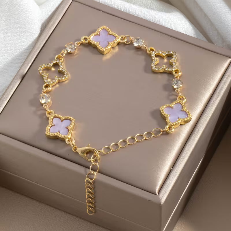 Women's Hollow Clover Bracelet Elegant Metal Charm Jewelry