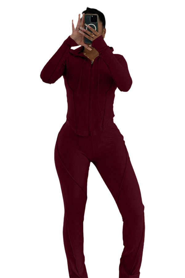Women's Ribbed Stitch Casual Set ElYSLIMODD-484