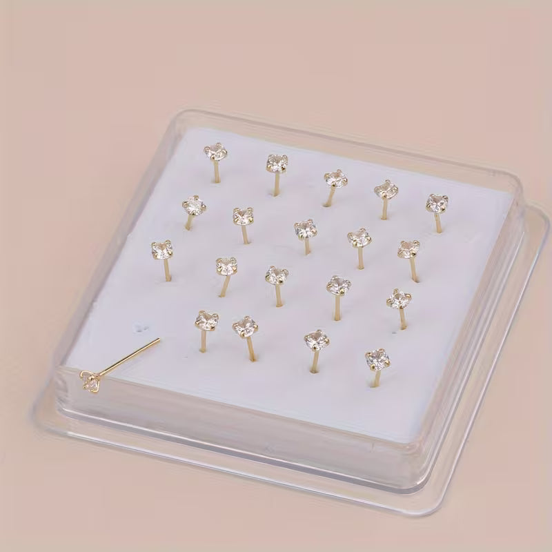 Women's 3mm Synthetic Cubic Zirconia Nose Rings Studs Piercing Jewelry