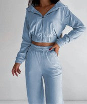 Women's Casual Hooded Hoodie Two-Piece Set DEMZY1491