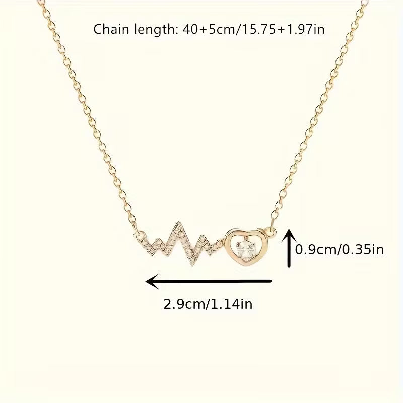 Unisex Heart Pendant Stainless Steel Chain Synthetic Zirconia Necklace