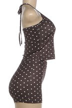 Women's Polka Dot Backless Halter Top Shorts Set ElYSDD-3394