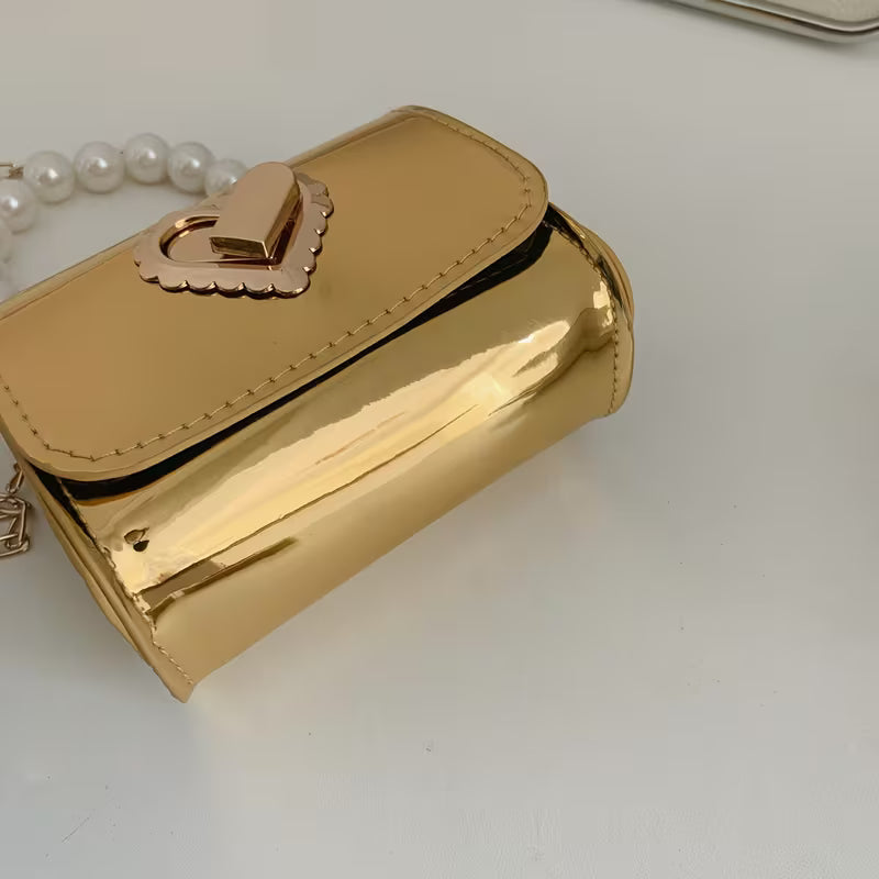 Women's Laser Sequin Crossbody Bag Heart Lock Shoulder Handbag Trendy