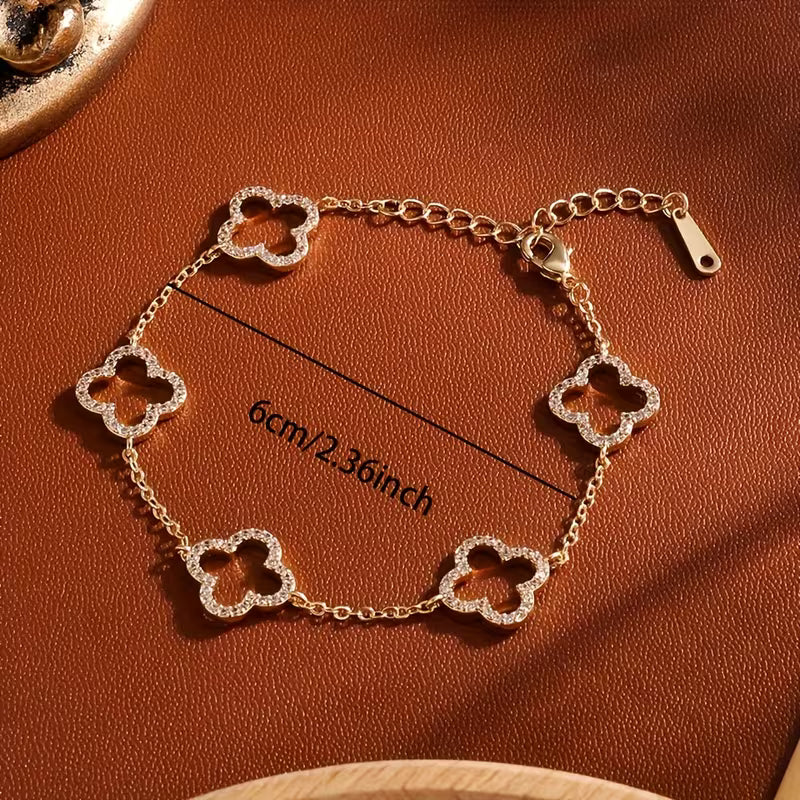 Women's Elegant Hollow Four-Leaf Flower Adjustable Bracelet
