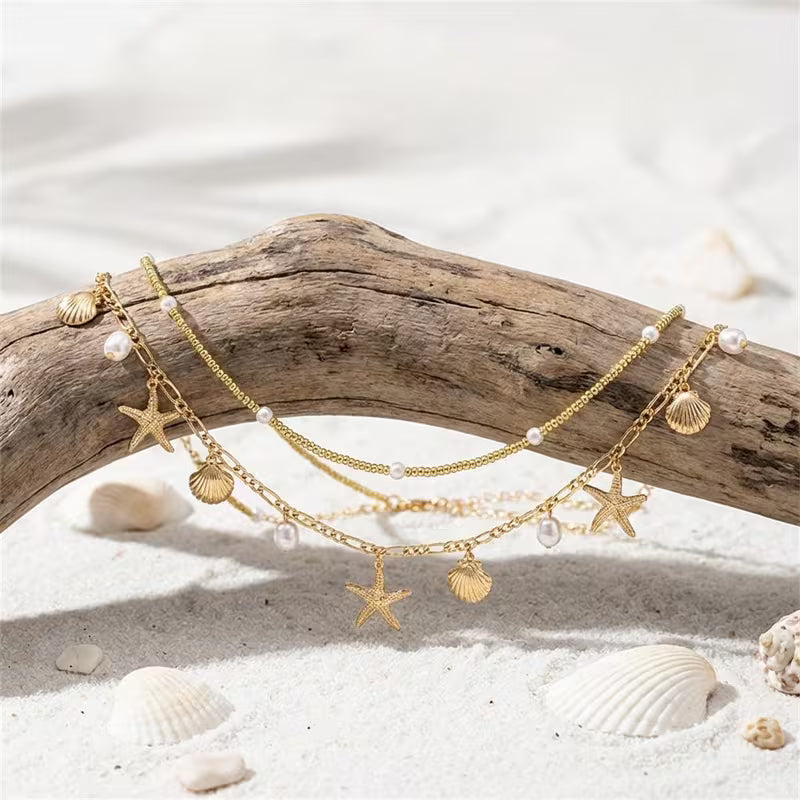 Women's Bohemian Multi-Layer Starfish Shell Waist Belly Chain