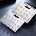 Women's Sparkling Classic Stud Earrings Set Synthetic Zirconia Jewelry