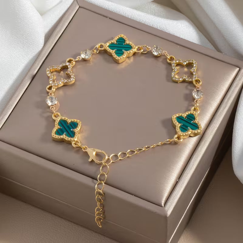 Women's Hollow Clover Bracelet Elegant Metal Charm Jewelry