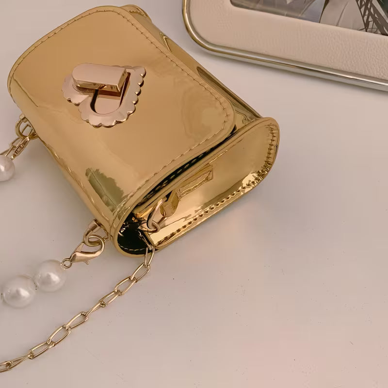 Women's Laser Sequin Crossbody Bag Heart Lock Shoulder Handbag Trendy