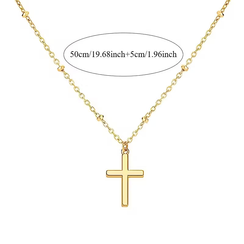 Women's Golden Cross Necklace 316 Stainless Steel Fashion Elegant