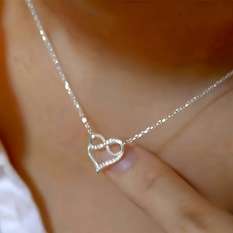Women's Heart Infinity Pendant Necklace Sparkling Synthetic Zirconia Jewelry