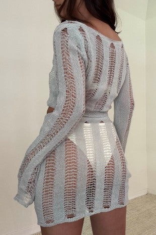 Women's Ladder Knit Top and Micro Mini Skirt Set S5309SET_2