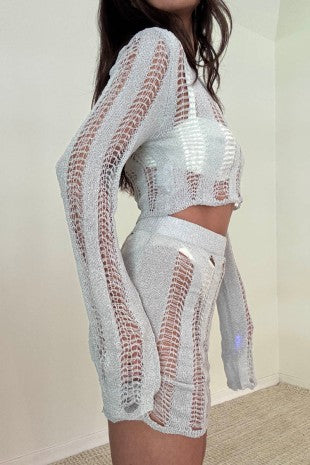 Women's Ladder Knit Top and Micro Mini Skirt Set S5309SET_2