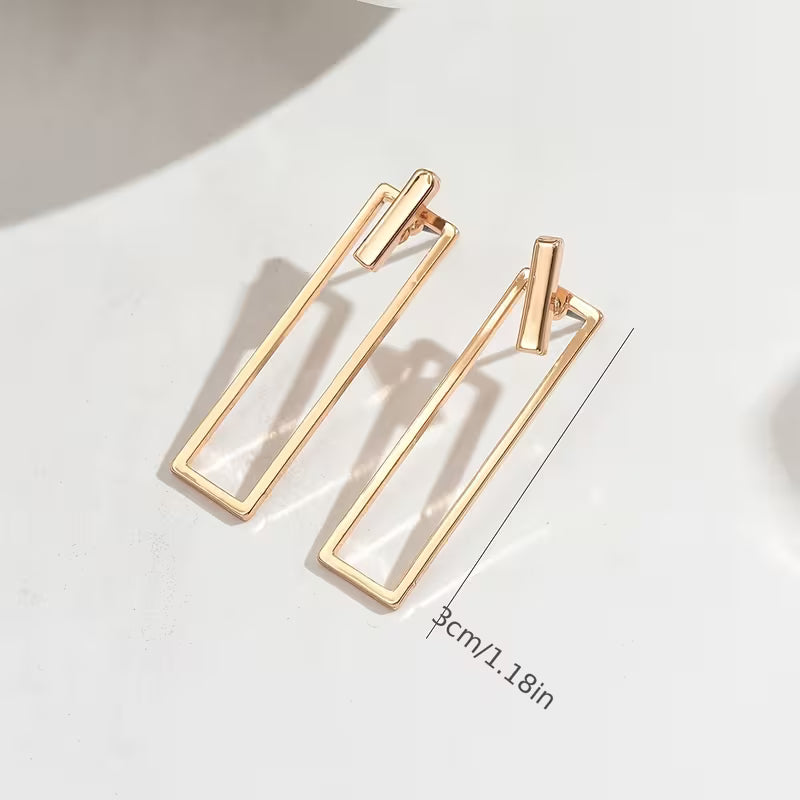 Women's Front and Back Stud Earrings Geometric Frame Jewelry