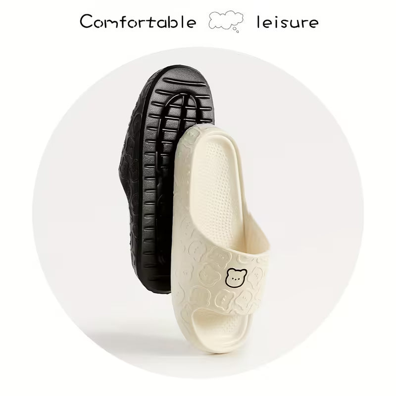 Unisex Breathable Cute Bear Soft Indoor Bathroom Slippers