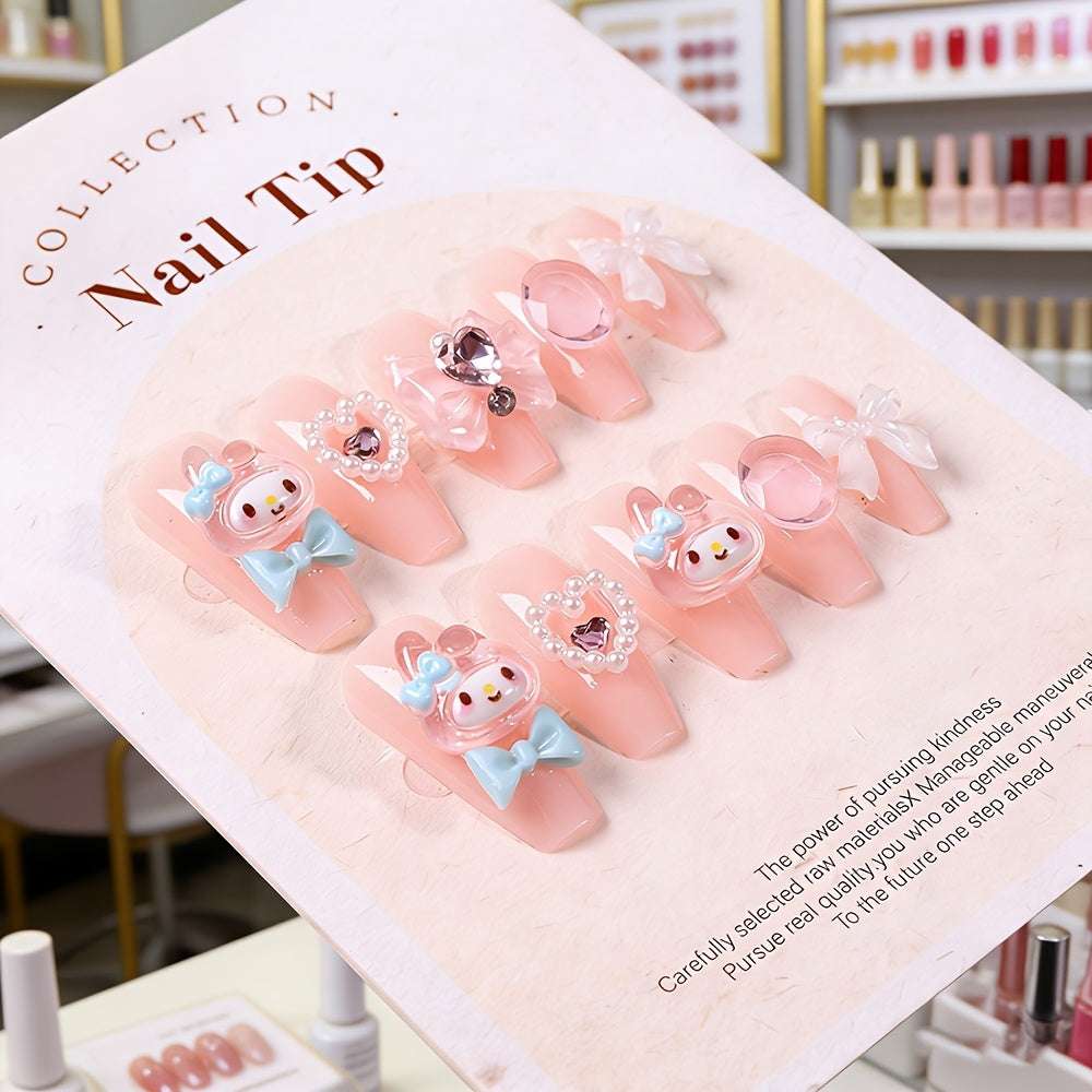 Cute Pink Ballet Press on Nails False Nail Set 24 Pieces