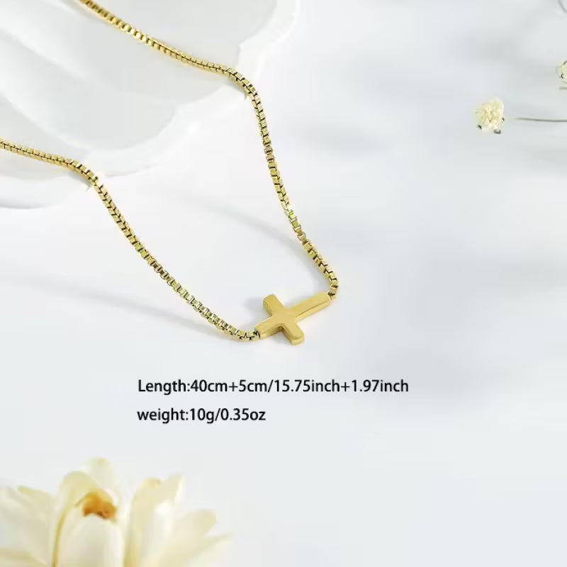 Women's Cross Pendant Necklace Elegant 18K Gold Plated Jewelry