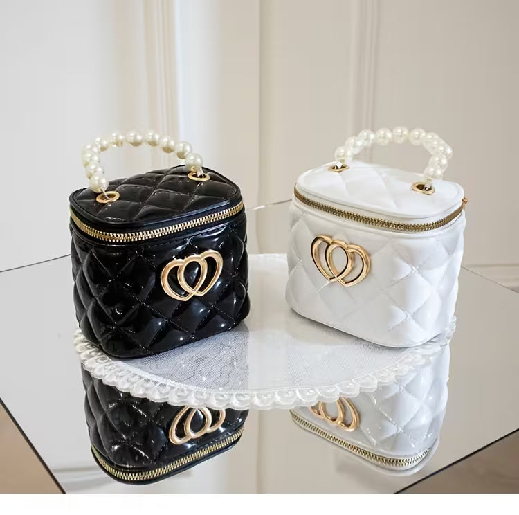 Women's Double Heart Rhombus Jelly Bucket Crossbody Bag Fashion