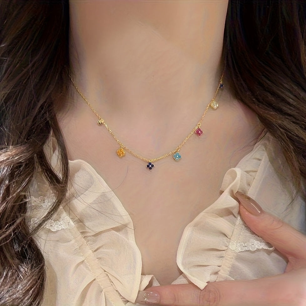 Women's Four-Leaf Flower Necklace Elegant Collarbone Chain 601105147890231