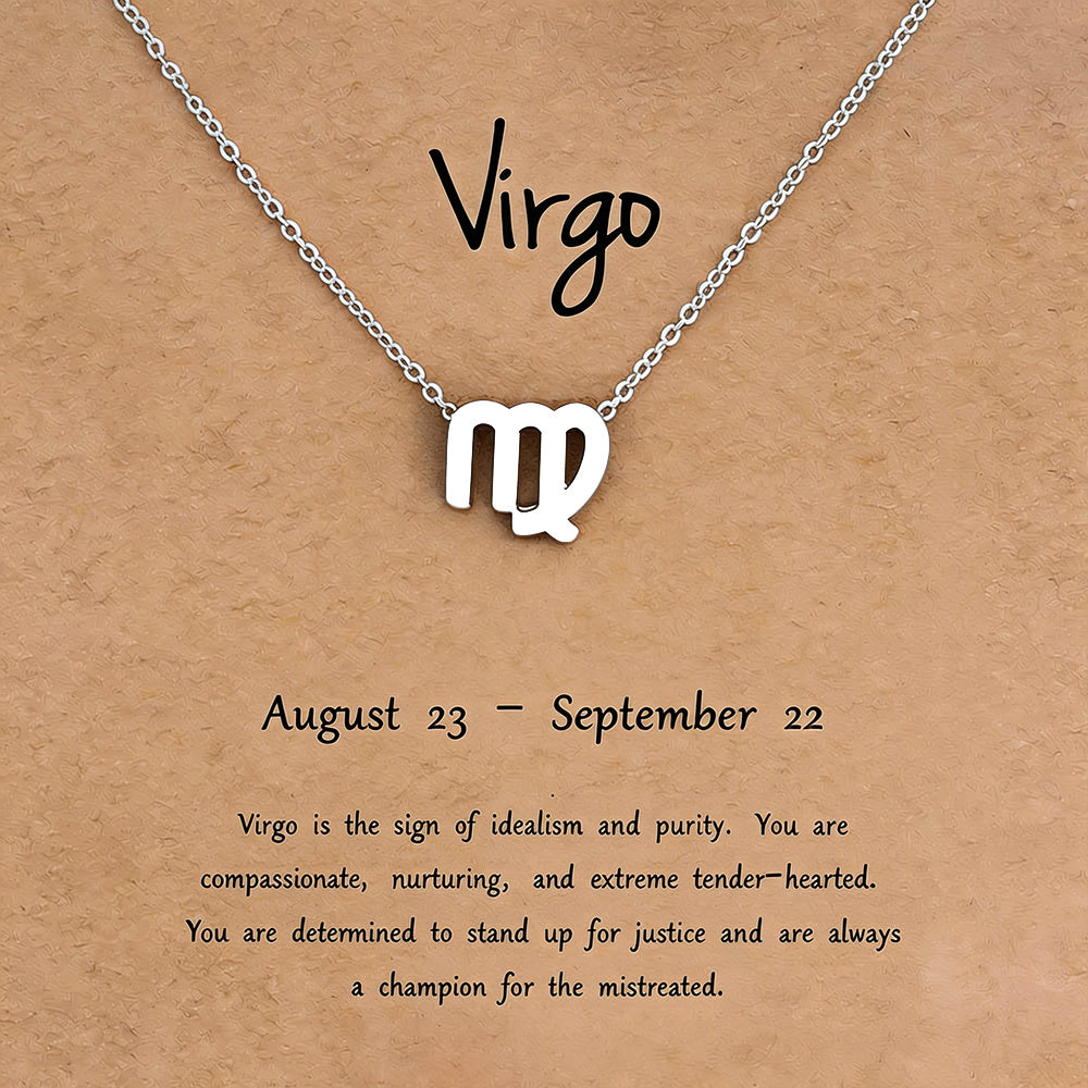 Women's Zodiac Constellation Pendant Necklace Elegant Stainless Steel Jewelry