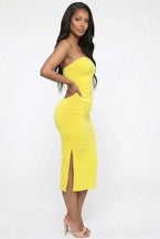 Women's Solid Bodycon Split Hem Tube Dress BD5481