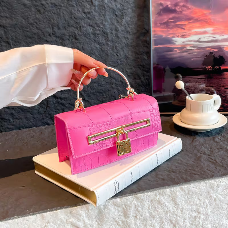 Women's Crocodile Pattern Elegant Small Square Crossbody Bag