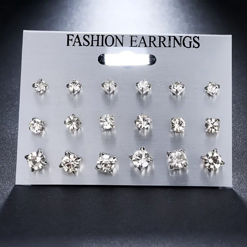 Women's Sparkling Classic Stud Earrings Set Synthetic Zirconia Jewelry