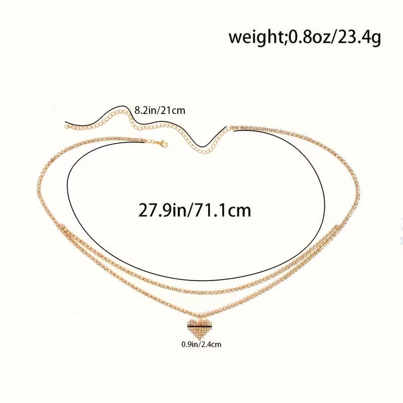 Women's Multi-Layer Heart Water Drop Rhinestone Waist Chain