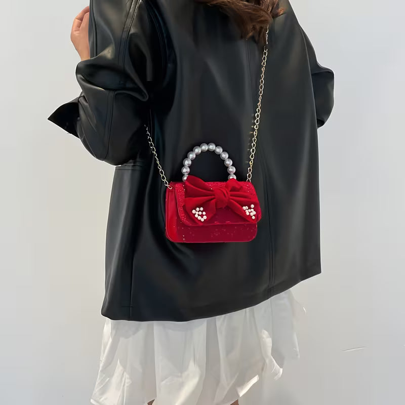 Women's Pearl Handle Small Crossbody Handbag Fashion