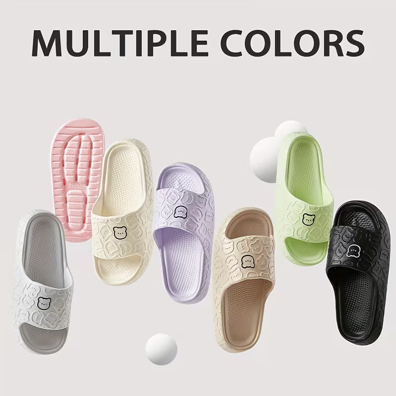 Unisex Breathable Cute Bear Soft Indoor Bathroom Slippers