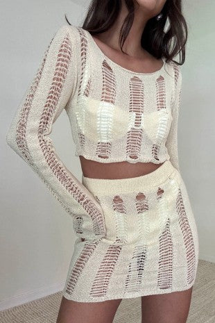 Women's Ladder Knit Top and Micro Mini Skirt Set S5309SET_2