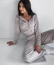 Women's Casual Hooded Hoodie Two-Piece Set DEMZY1491